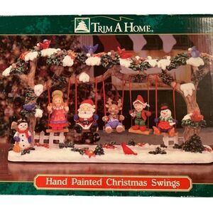 Vintage Trim A Home Hand Painted Christmas Swings Santa